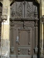 carved wooden door in a church in Muenster, Germany