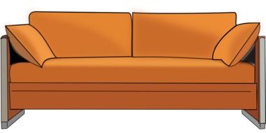 drawing of a brown sofa with pillows