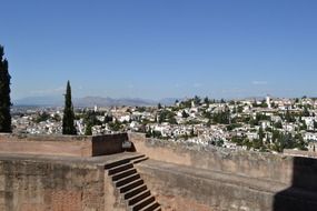 panoramic view of the architectural ensemble Alhambra in granada