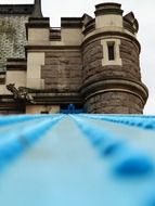 blue tower bridge and building