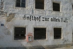 Old building with graffiti in the Gasthof