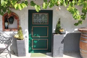green entrance door