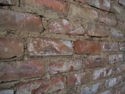 Old dirty wall of red bricks