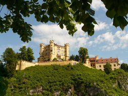 Hohenschwangau castle on the hill