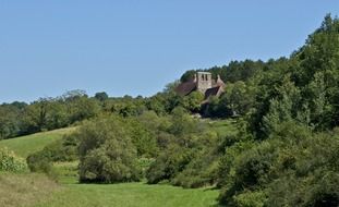 green landscape near the castle