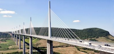 Millau Viaduct, modern cable-stayed bridge that spans the gorge valley of the Tarn, france