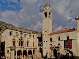 historical steeple in old town in croatia, dubrovnik