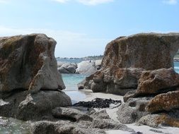 rocks on the sandy beach