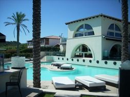 house with water pool, italy, sardinia