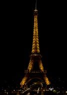 glowing eiffel tower at night
