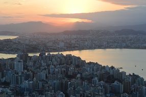 Colorful sunset in the City in Brazil