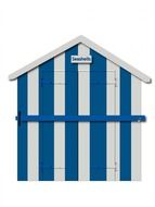 blue and white beach hut
