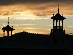 evening silhouettes of houses in barcelona