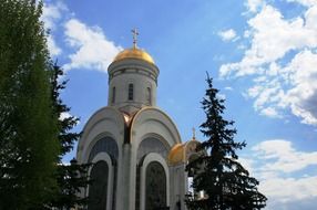 Russian orthodox church with golden roof