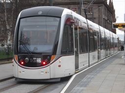 Modern tram on a railway