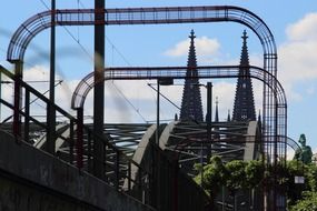 cologne cathedral and train road