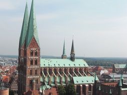 historical cathedral in downtown, germany, lübeck