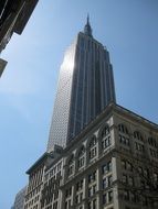 Bottom view on skyscraper empire state Building, New York