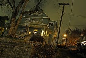 Haunted house at evening