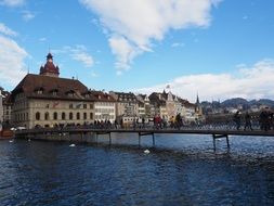 landscape of rathaussteg pedestrian bridge in Lucerne