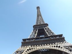Eiffel Tower in France against the blue sky