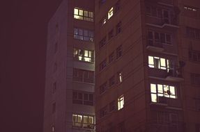 flats buildings at night