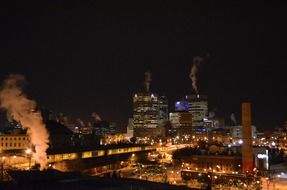View of the night city of Winnipeg