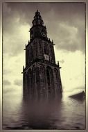 picture of a church in water in digital art