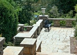 garden terrace with a bench