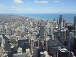 Chicago skyline architecture panorama aerial view