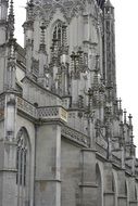 facade of the cathedral with spiers in münster