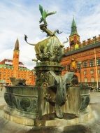 Dragon fountain in Copenhagen, Denmark