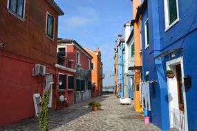 Street with colorful houses in venice