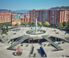 Plaza with the buildings in the center of the city