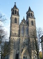 Church of Saint Jochannis, Jochanniskirche at winter, germany, magdeburg