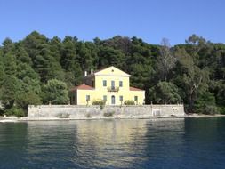 remote view of a house on the coast on the island of lefkada