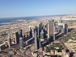 Aerial view of skyscrapers in Dubai