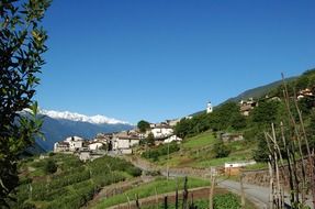 panoramic view of the village among the picturesque landscape in Italy