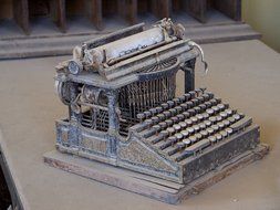 old typewriter covered with dust, usa, california, bodie