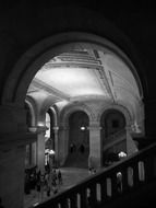 staircase in hall of public library, usa, nyc