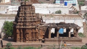 panorama of the ruins of the temple in badami