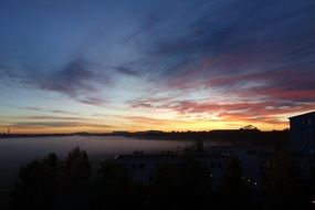 ground fog at sunrise