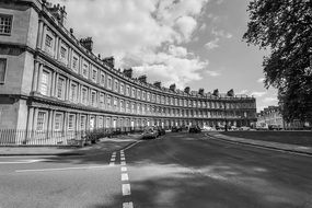 black and white image of city street