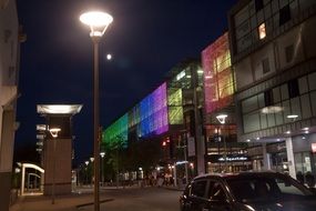 Building with color illumination at night