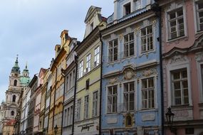 beautiful building facades in Prague, Czech Republic
