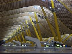 futuristic curved roofing in hall of airport