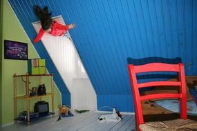 children's room in blue interior