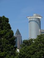 landscape of bank tower and trees