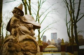 Stone gnome statue in central park