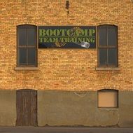 bootcamp team training, street advertising on brick wall